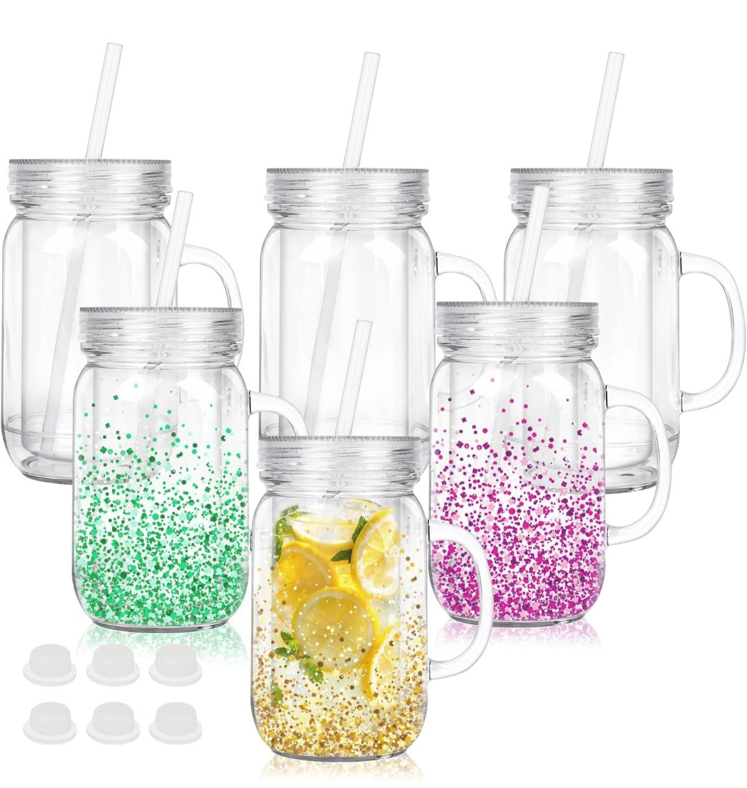 24 oz Acrylic Mason Jar Snow Globe Cup