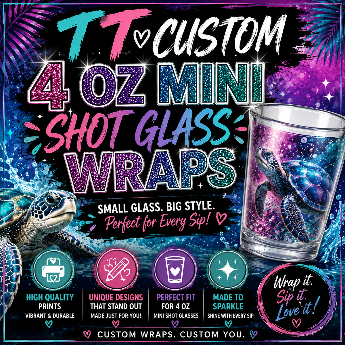 4 Oz Mini Glass Snowglobe Tumbler