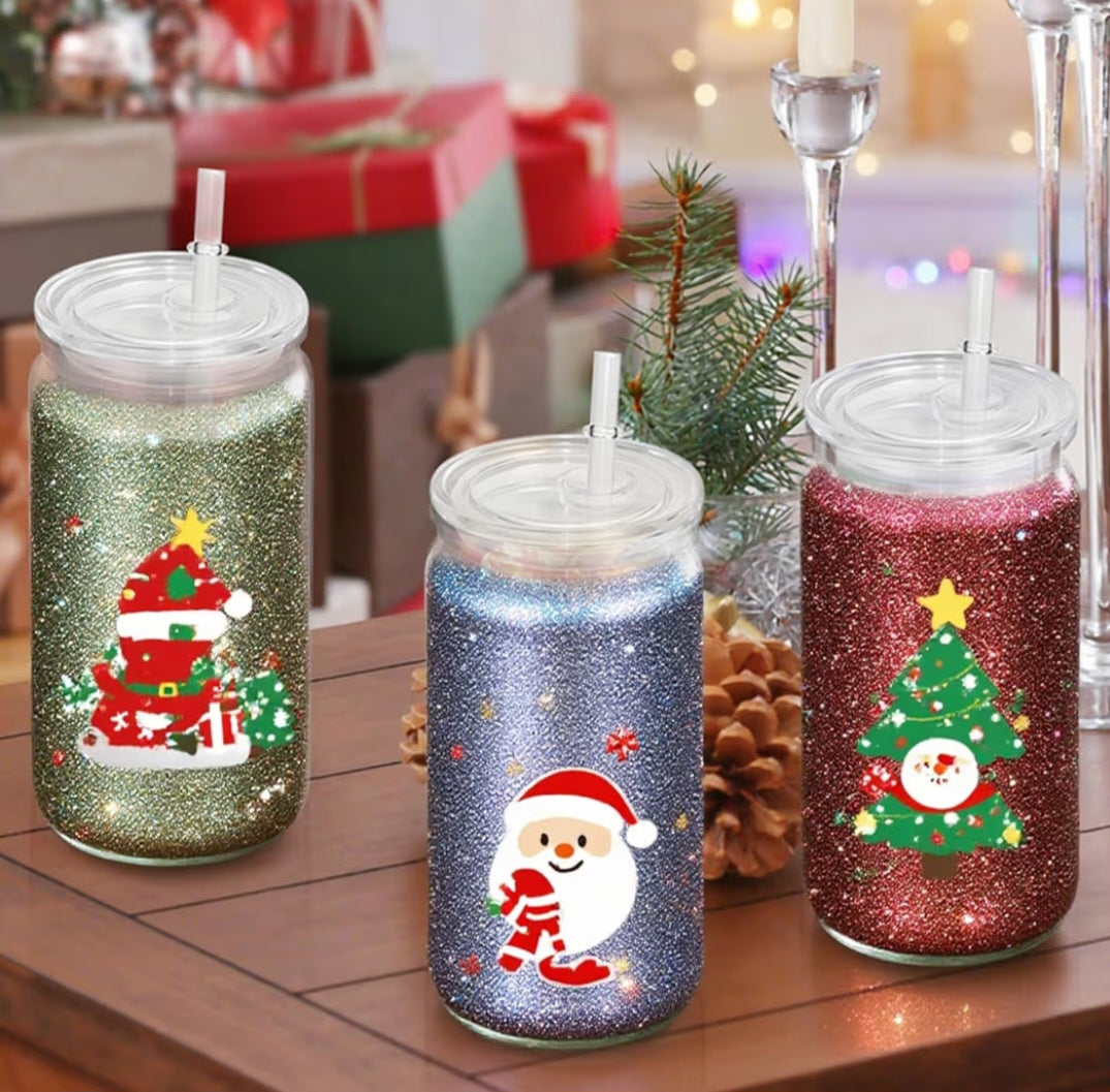 16 oz Plastic Snow Globe Tumbler
